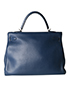 Kelly 35 Veau Taurillon Clemence in Bleu, back view